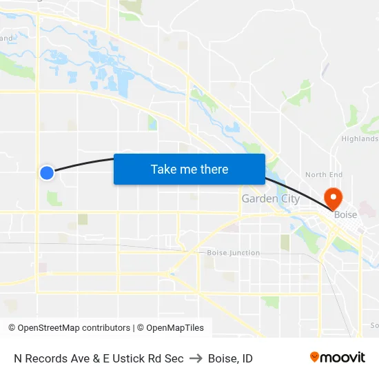 N Records Ave & E Ustick Rd Sec to Boise, ID map