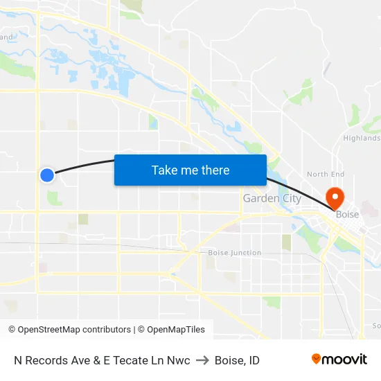 N Records Ave & E Tecate Ln Nwc to Boise, ID map