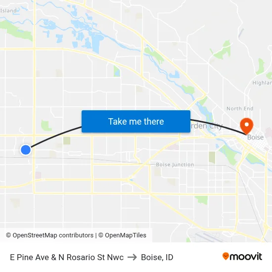 E Pine Ave & N Rosario St Nwc to Boise, ID map