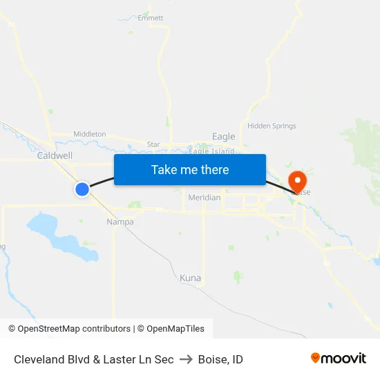 Cleveland Blvd & Laster Ln Sec to Boise, ID map