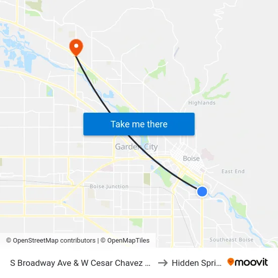 S Broadway Ave & W Cesar Chavez Ln Swc to Hidden Springs map