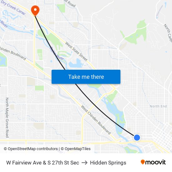 W Fairview Ave & S 27th St Sec to Hidden Springs map