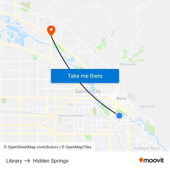 Library to Hidden Springs map