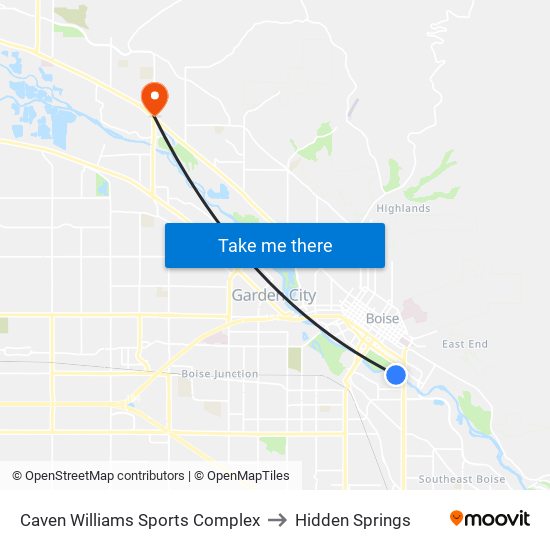 Caven Williams Sports Complex to Hidden Springs map