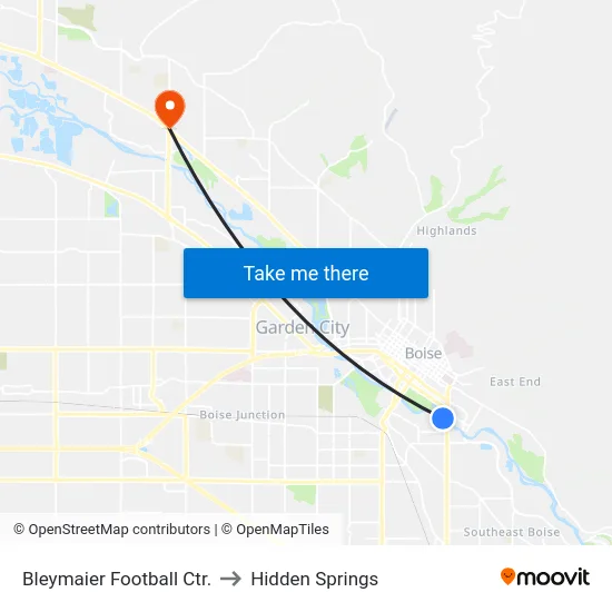 Bleymaier Football Ctr. to Hidden Springs map