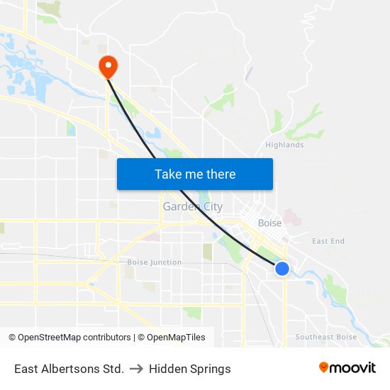 East Albertsons Std. to Hidden Springs map