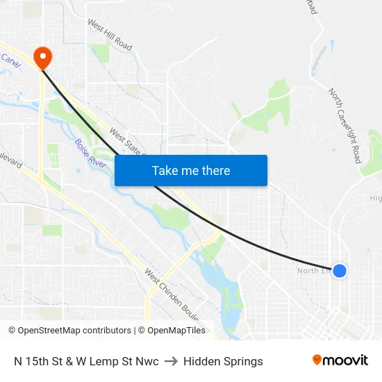 N 15th St & W Lemp St Nwc to Hidden Springs map