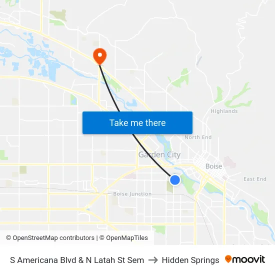 S Americana Blvd & N Latah St Sem to Hidden Springs map