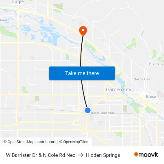 W Barrister Dr & N Cole Rd Nec to Hidden Springs map