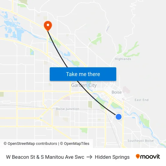 W Beacon St & S Manitou Ave Swc to Hidden Springs map