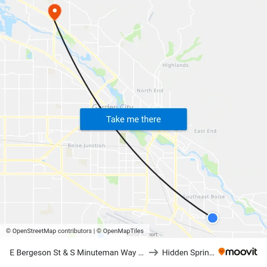 E Bergeson St & S Minuteman Way Swc to Hidden Springs map