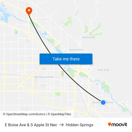 E Boise Ave & S Apple St Nec to Hidden Springs map