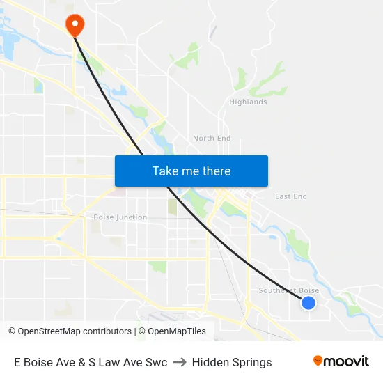 E Boise Ave & S Law Ave Swc to Hidden Springs map