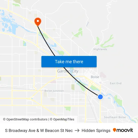 S Broadway Ave & W Beacon St Nec to Hidden Springs map