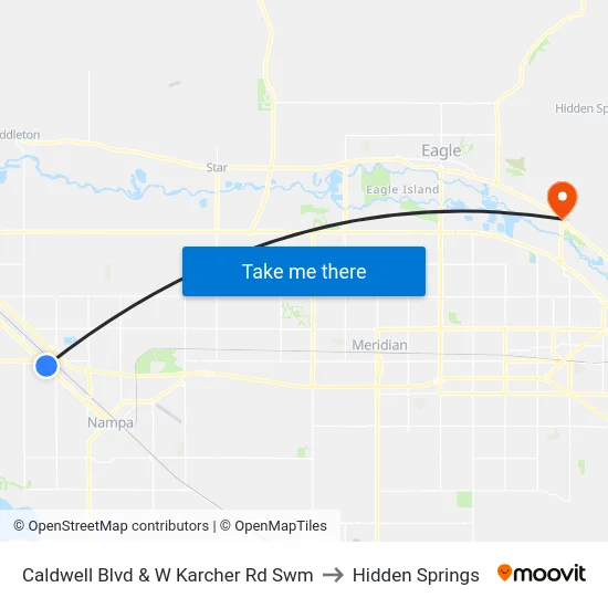 Caldwell Blvd & W Karcher Rd Swm to Hidden Springs map