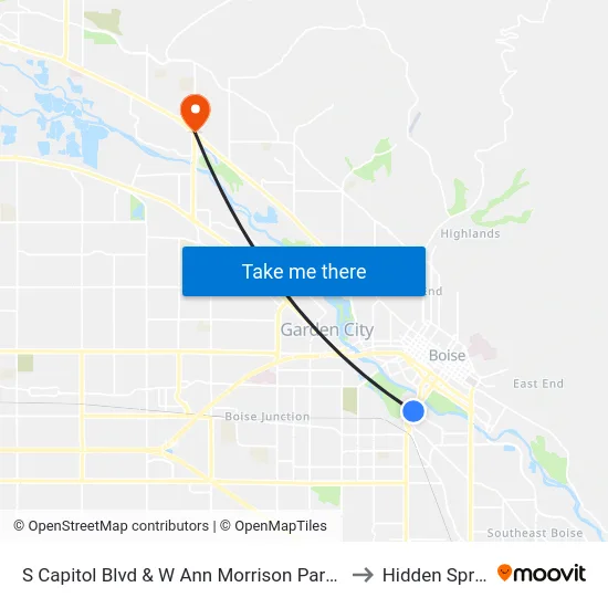 S Capitol Blvd & W Ann Morrison Park Dr Nwm to Hidden Springs map