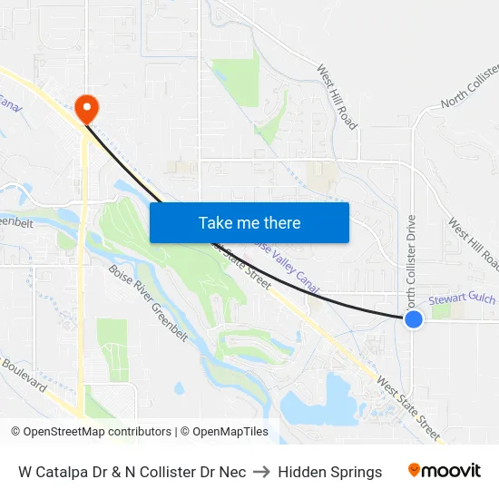 W Catalpa Dr & N Collister Dr Nec to Hidden Springs map