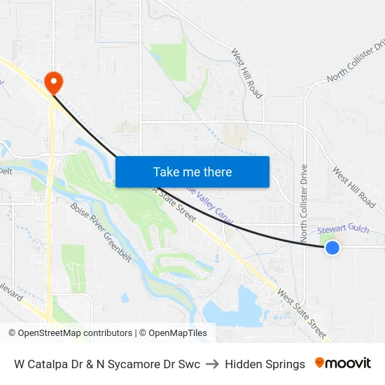 W Catalpa Dr & N Sycamore Dr Swc to Hidden Springs map