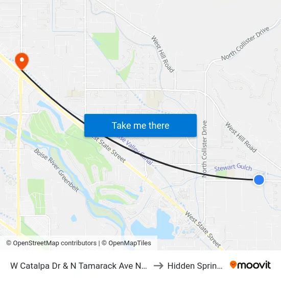 W Catalpa Dr & N Tamarack Ave Nec to Hidden Springs map