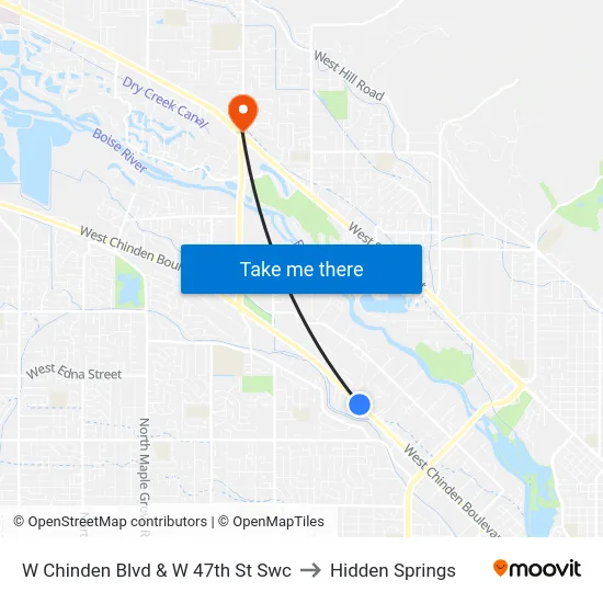 W Chinden Blvd & W 47th St Swc to Hidden Springs map