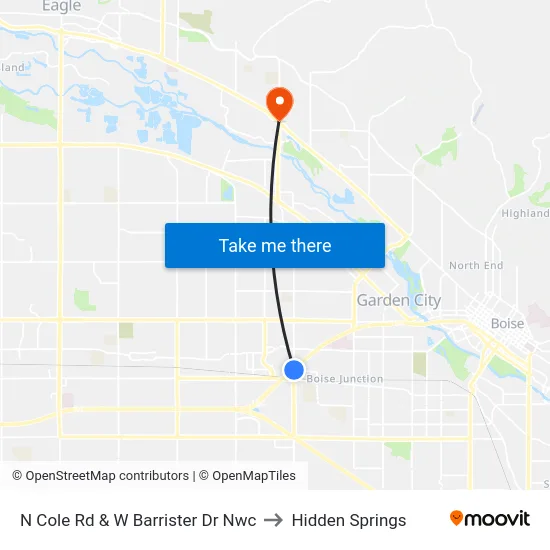 N Cole Rd & W Barrister Dr Nwc to Hidden Springs map