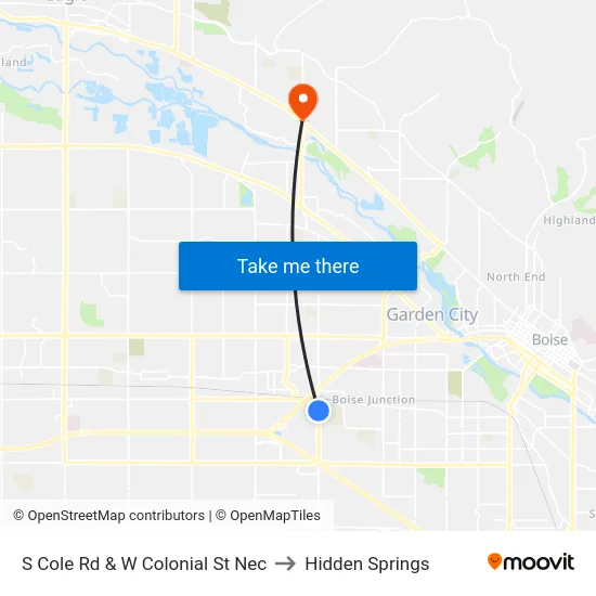 S Cole Rd & W Colonial St Nec to Hidden Springs map