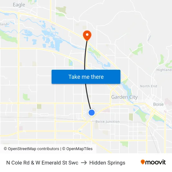 N Cole Rd & W Emerald St Swc to Hidden Springs map
