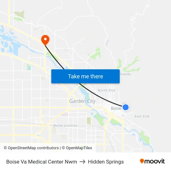 Boise Va Medical Center Nwm to Hidden Springs map