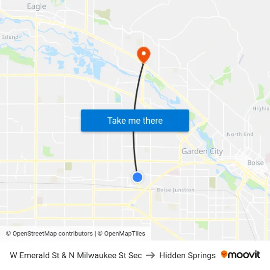 W Emerald St & N Milwaukee St Sec to Hidden Springs map