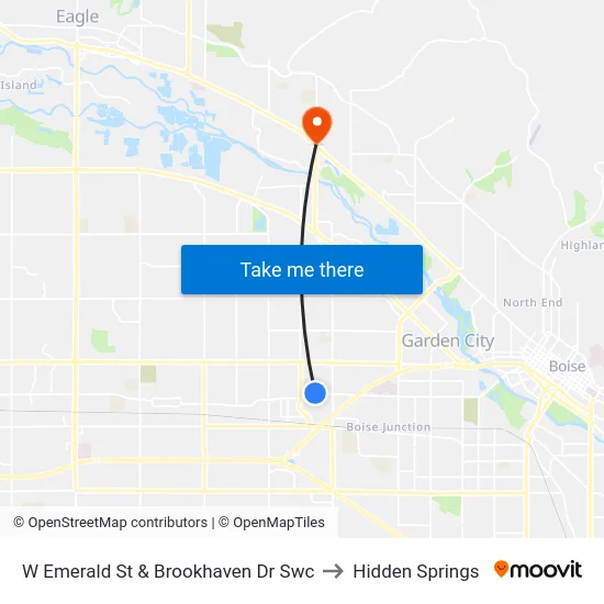 W Emerald St & Brookhaven Dr Swc to Hidden Springs map