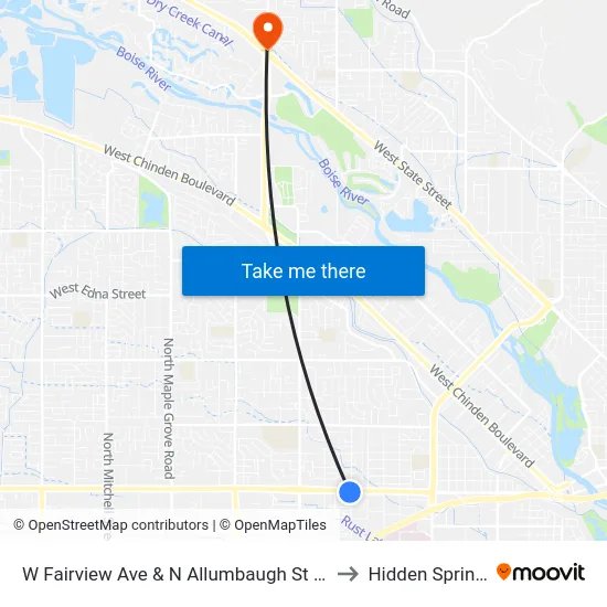 W Fairview Ave & N Allumbaugh St Swc to Hidden Springs map