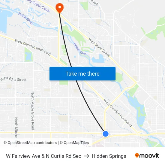 W Fairview Ave & N Curtis Rd Sec to Hidden Springs map