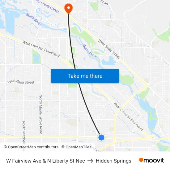 W Fairview Ave & N Liberty St Nec to Hidden Springs map