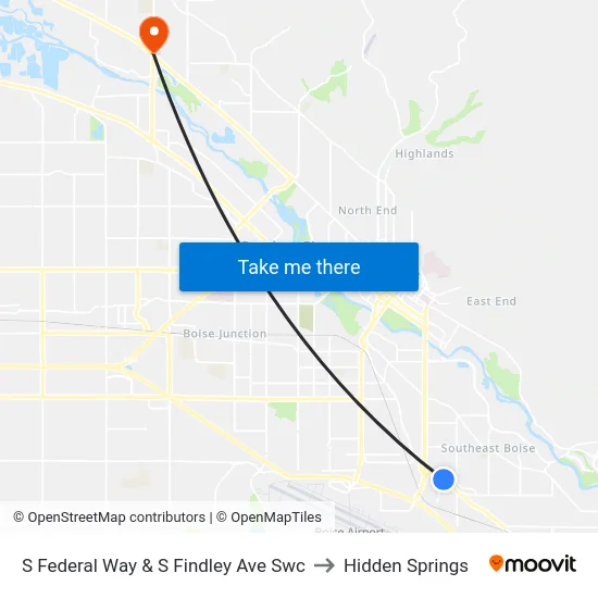S Federal Way & S Findley Ave Swc to Hidden Springs map