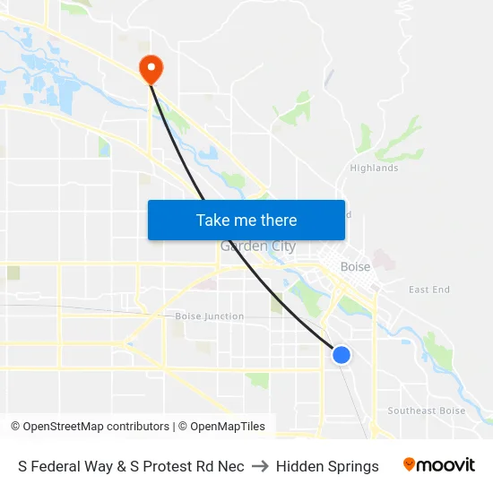 S Federal Way & S Protest Rd Nec to Hidden Springs map