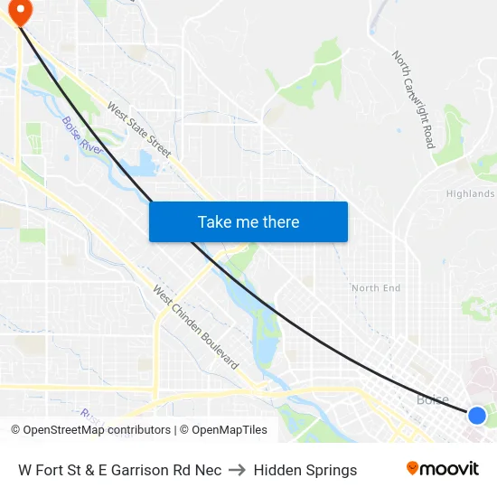W Fort St & E Garrison Rd Nec to Hidden Springs map