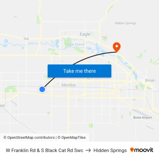 W Franklin Rd & S Black Cat Rd Swc to Hidden Springs map