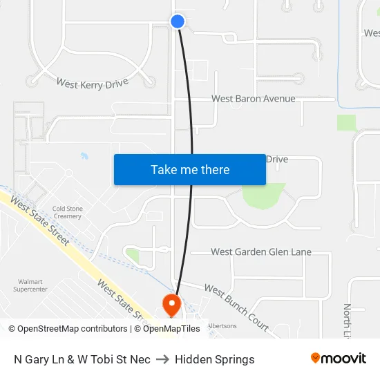 N Gary Ln & W Tobi St Sec to Hidden Springs map