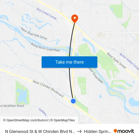 N Glenwood St & W Chinden Blvd Nem to Hidden Springs map