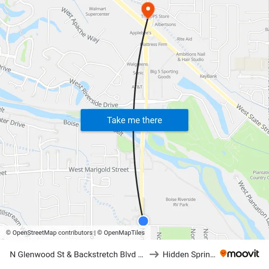 N Glenwood St & Backstretch Blvd Nec to Hidden Springs map