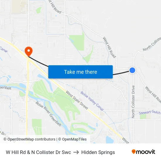 W Hill Rd & N Collister Dr Swc to Hidden Springs map