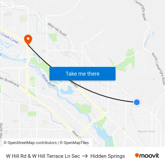 W Hill Rd & W Hill Terrace Ln Sec to Hidden Springs map