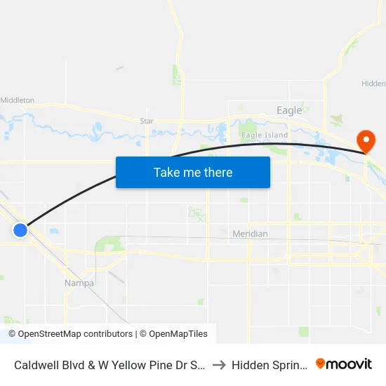 Caldwell Blvd & W Yellow Pine Dr Swc to Hidden Springs map