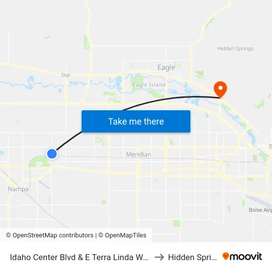 Idaho Center Blvd & E Terra Linda Way Nec to Hidden Springs map