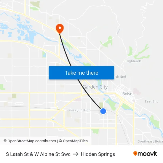 S Latah St & W Alpine St Swc to Hidden Springs map