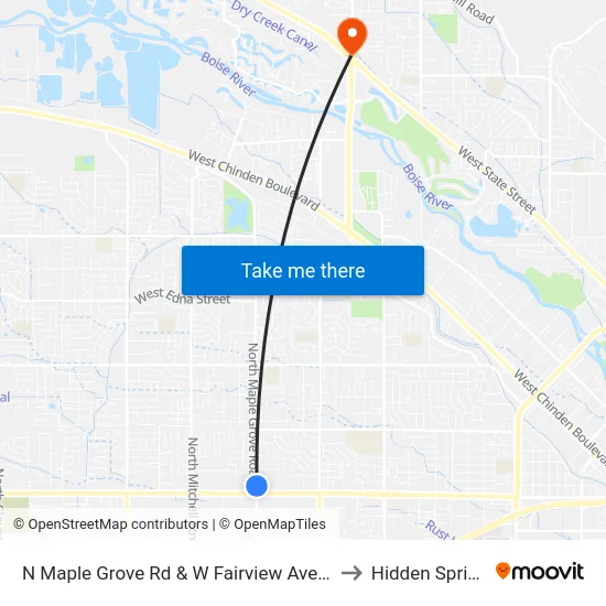 N Maple Grove Rd & W Fairview Ave Nem to Hidden Springs map