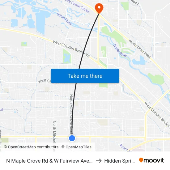 N Maple Grove Rd & W Fairview Ave Swm to Hidden Springs map