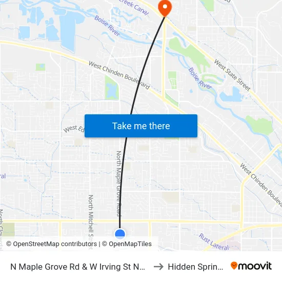 N Maple Grove Rd & W Irving St Nwc to Hidden Springs map