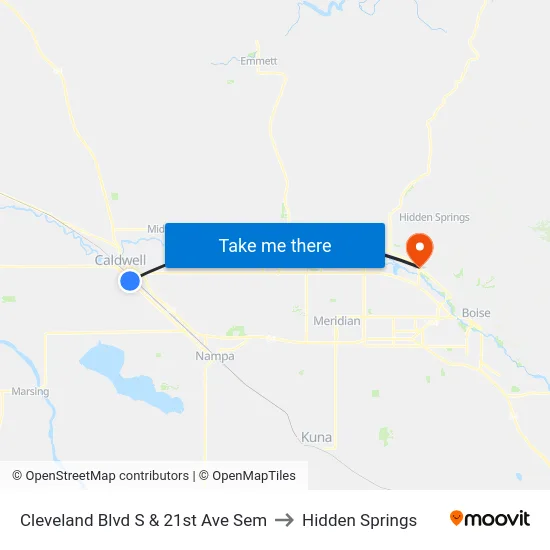 Cleveland Blvd S & 21st Ave Sem to Hidden Springs map