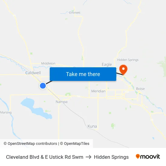 Cleveland Blvd & E Ustick Rd Swm to Hidden Springs map